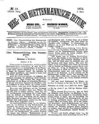 Berg- und hüttenmännische Zeitung Freitag 6. März 1874