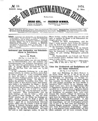 Berg- und hüttenmännische Zeitung Freitag 27. März 1874