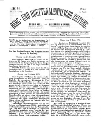 Berg- und hüttenmännische Zeitung Freitag 3. April 1874