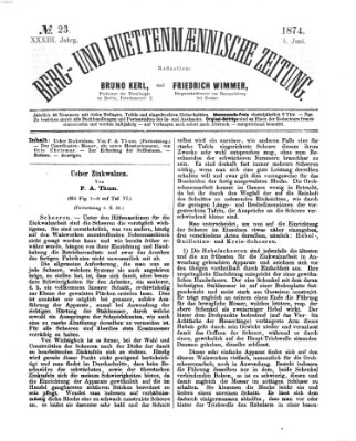 Berg- und hüttenmännische Zeitung Freitag 5. Juni 1874