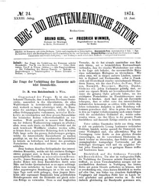 Berg- und hüttenmännische Zeitung Freitag 12. Juni 1874