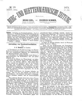 Berg- und hüttenmännische Zeitung Freitag 17. Juli 1874