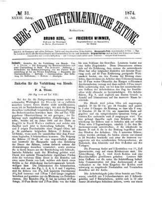 Berg- und hüttenmännische Zeitung Freitag 31. Juli 1874