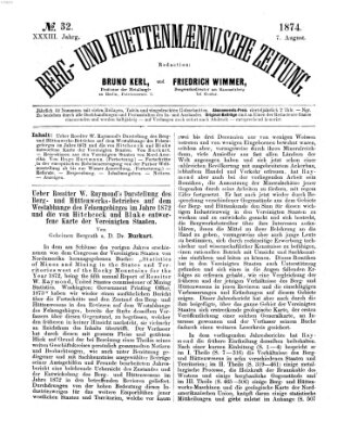 Berg- und hüttenmännische Zeitung Freitag 7. August 1874