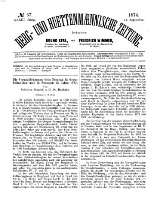 Berg- und hüttenmännische Zeitung Freitag 11. September 1874