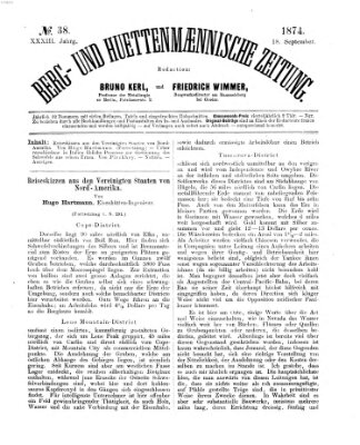 Berg- und hüttenmännische Zeitung Freitag 18. September 1874