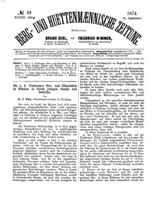 Berg- und hüttenmännische Zeitung Freitag 25. September 1874