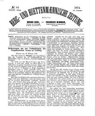 Berg- und hüttenmännische Zeitung Freitag 30. Oktober 1874