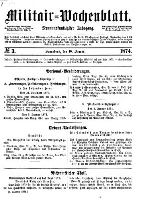 Militär-Wochenblatt Samstag 10. Januar 1874