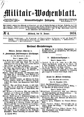 Militär-Wochenblatt Mittwoch 14. Januar 1874