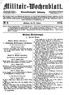 Militär-Wochenblatt Mittwoch 28. Januar 1874