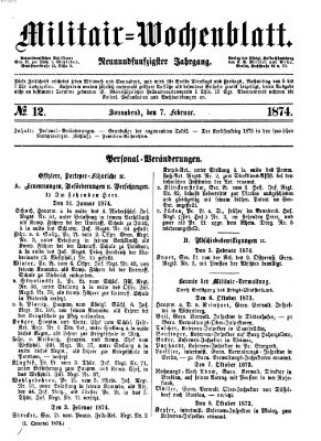 Militär-Wochenblatt Samstag 7. Februar 1874