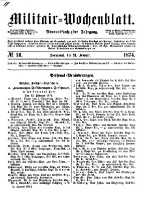 Militär-Wochenblatt Samstag 21. Februar 1874