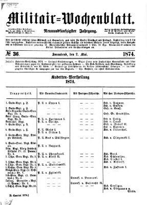 Militär-Wochenblatt Samstag 2. Mai 1874