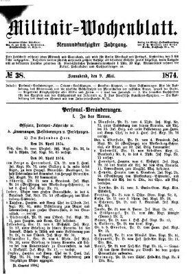 Militär-Wochenblatt Samstag 9. Mai 1874