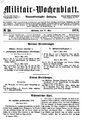 Militär-Wochenblatt Mittwoch 13. Mai 1874