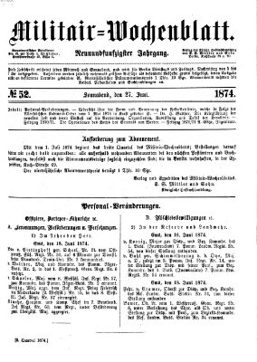 Militär-Wochenblatt Samstag 27. Juni 1874