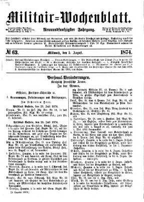 Militär-Wochenblatt Mittwoch 5. August 1874