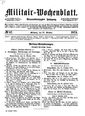 Militär-Wochenblatt Mittwoch 28. Oktober 1874