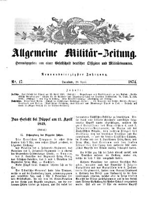 Allgemeine Militär-Zeitung Mittwoch 29. April 1874