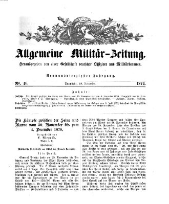 Allgemeine Militär-Zeitung Mittwoch 18. November 1874