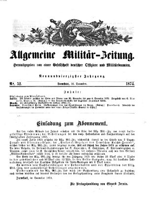 Allgemeine Militär-Zeitung Mittwoch 30. Dezember 1874