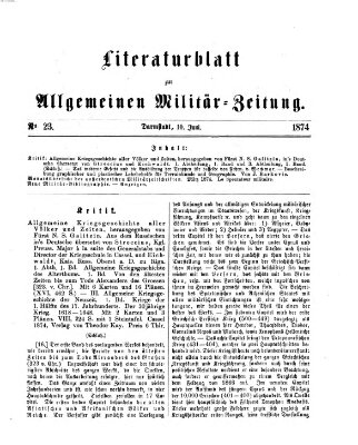 Allgemeine Militär-Zeitung Mittwoch 10. Juni 1874