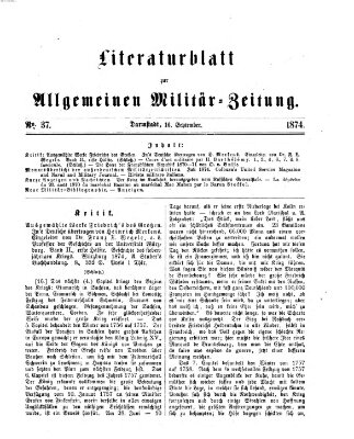 Allgemeine Militär-Zeitung Mittwoch 16. September 1874