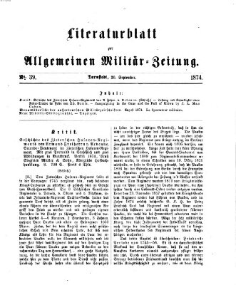 Allgemeine Militär-Zeitung Mittwoch 30. September 1874