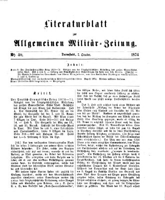 Allgemeine Militär-Zeitung Mittwoch 7. Oktober 1874