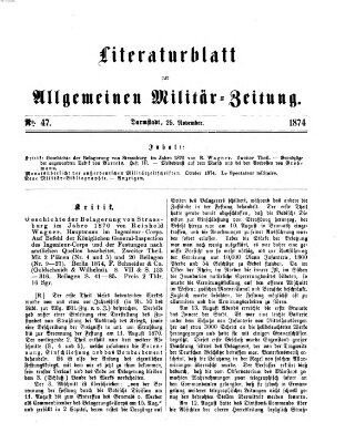 Allgemeine Militär-Zeitung Mittwoch 25. November 1874