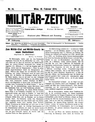 Militär-Zeitung Mittwoch 18. Februar 1874