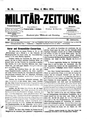 Militär-Zeitung Mittwoch 4. März 1874