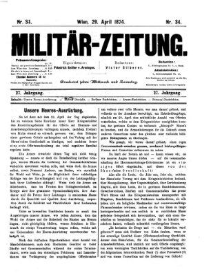 Militär-Zeitung Mittwoch 29. April 1874