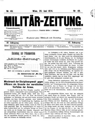 Militär-Zeitung Samstag 20. Juni 1874