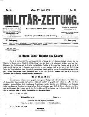 Militär-Zeitung Samstag 27. Juni 1874