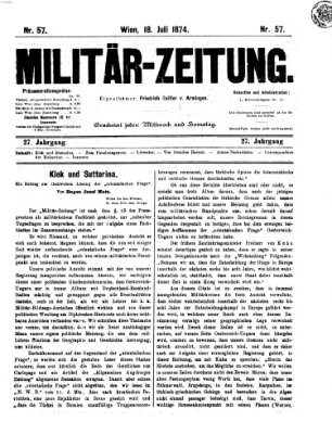 Militär-Zeitung Samstag 18. Juli 1874