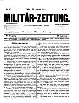 Militär-Zeitung Samstag 22. August 1874