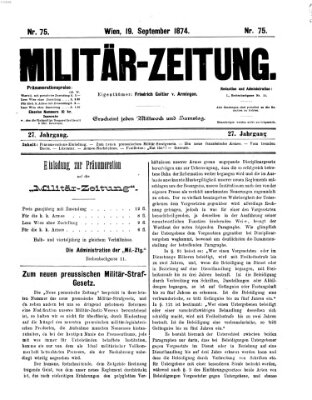Militär-Zeitung Samstag 19. September 1874