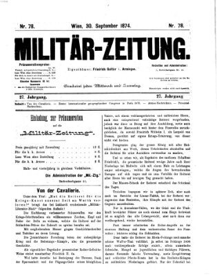 Militär-Zeitung Mittwoch 30. September 1874