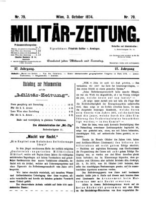 Militär-Zeitung Samstag 3. Oktober 1874