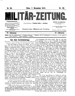 Militär-Zeitung Samstag 7. November 1874