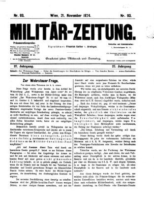 Militär-Zeitung Samstag 21. November 1874