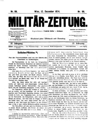 Militär-Zeitung Samstag 12. Dezember 1874