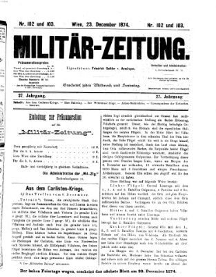 Militär-Zeitung Mittwoch 23. Dezember 1874