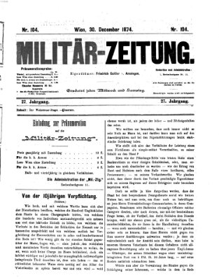 Militär-Zeitung Mittwoch 30. Dezember 1874