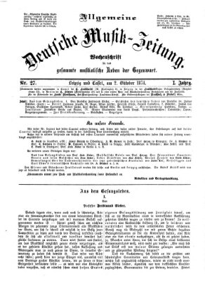 Allgemeine deutsche Musikzeitung Freitag 2. Oktober 1874