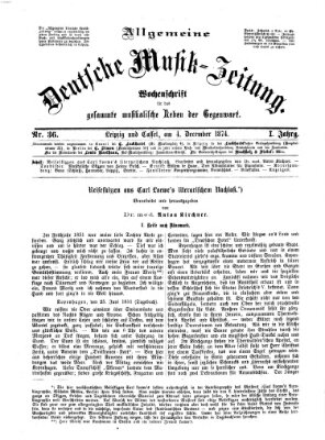 Allgemeine deutsche Musikzeitung Dienstag 1. Dezember 1874