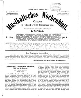 Musikalisches Wochenblatt Freitag 2. Januar 1874