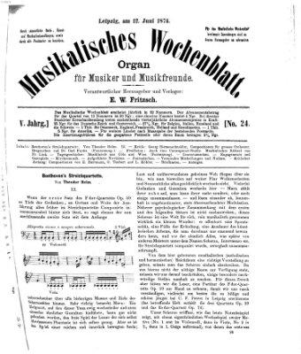 Musikalisches Wochenblatt Freitag 12. Juni 1874